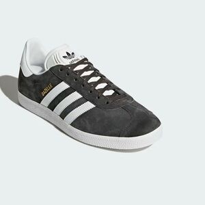 Adidas Gazelle Charcoal and White Suede Shoes